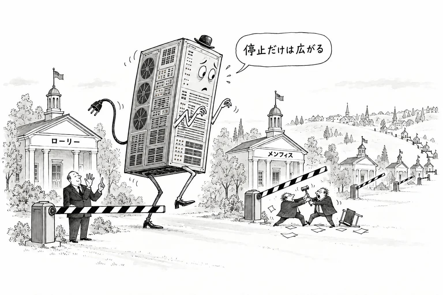 風刺画: データセンターの停止、ローリーが6か月で可決——メンフィスは xAI を念頭に置いた採決を乱闘の末に再び延期