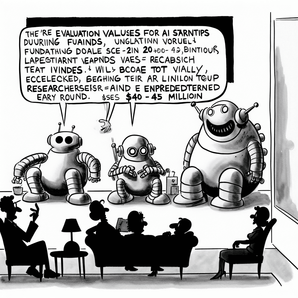 風刺画: AIスタートアップ、資金調達ラウンドで評価額が急騰：背景にある投資家の熱意