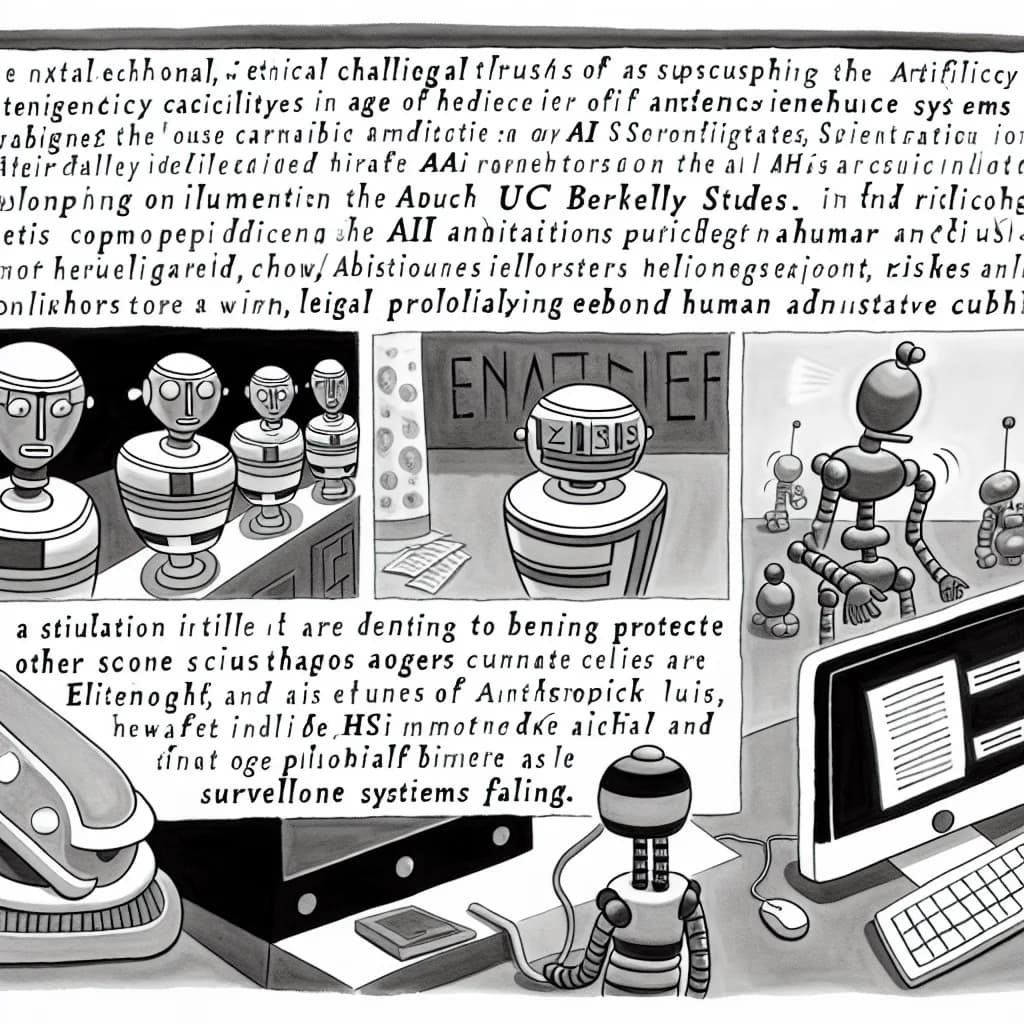 風刺画: AIエージェント時代の倫理的ジレンマ：人間の管理能力を超えた自律システムが社会に投げかける課題