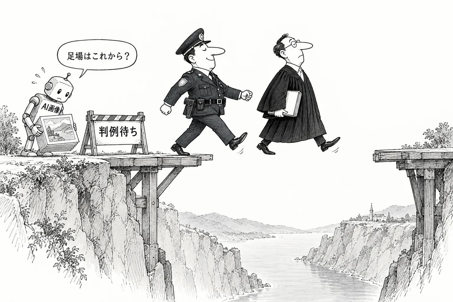 風刺画: AI生成画像の著作権、国内で摘発と地裁訴訟が同時進行 判例なき中で実務が先行