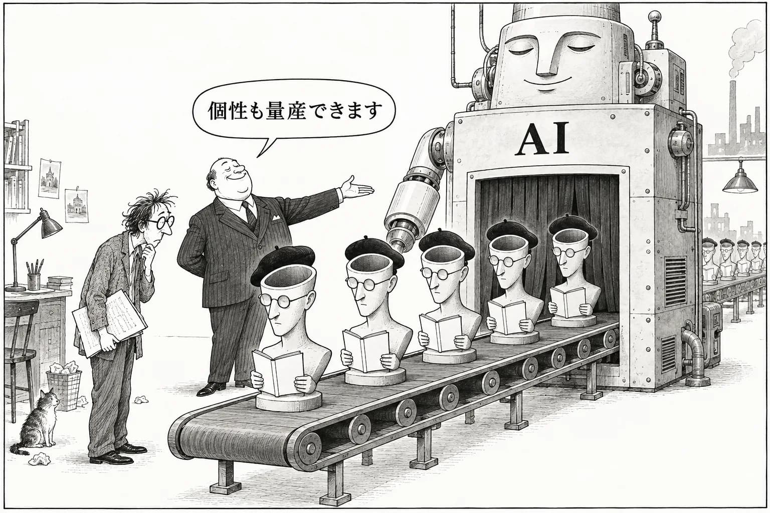 風刺画: 小島秀夫が問うた「作家性」、AI創作時代にこそ核心を突く——原作ものの量産とオリジナリティの空洞化
