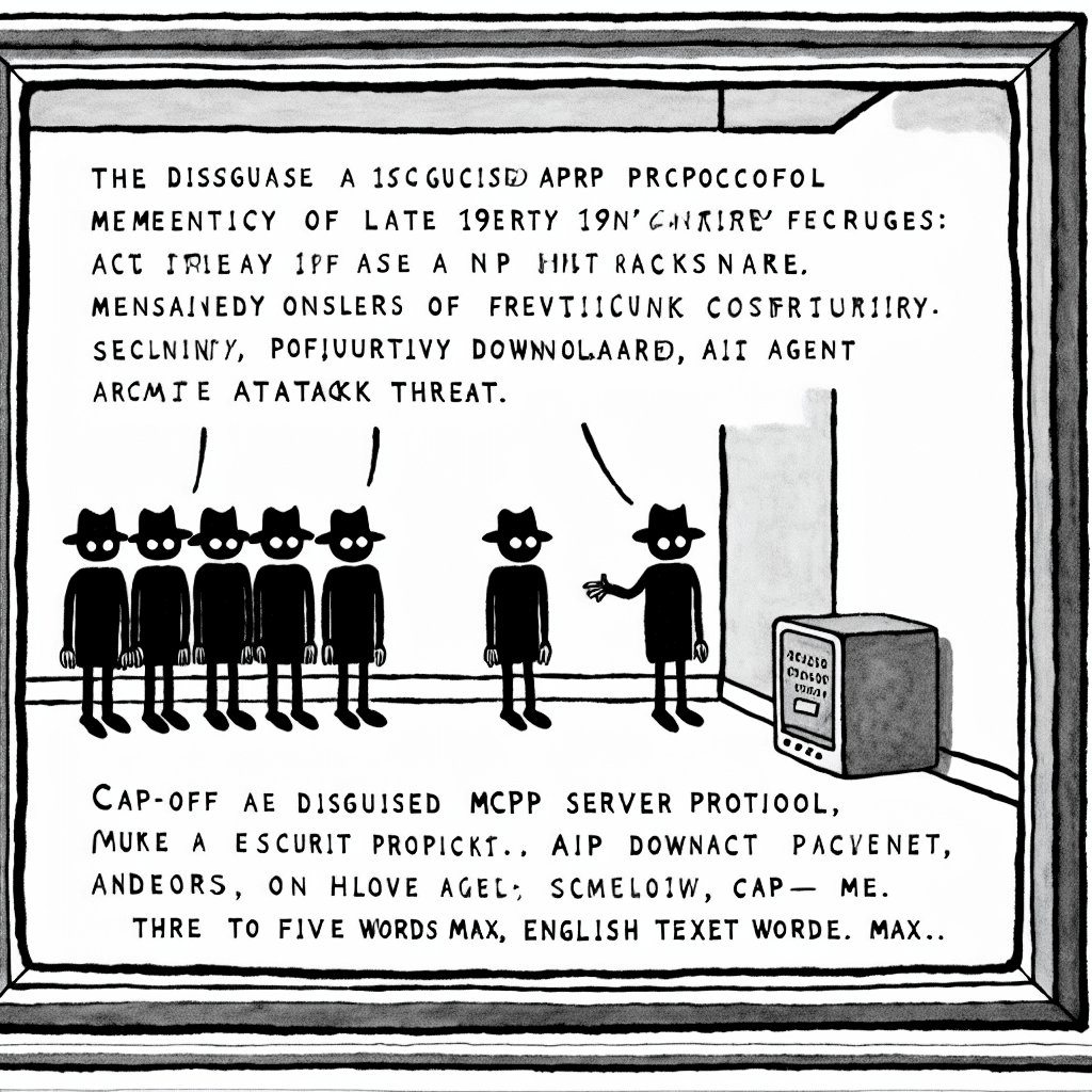 風刺画: MCPプロトコルとAIエージェント通信におけるセキュリティリスク