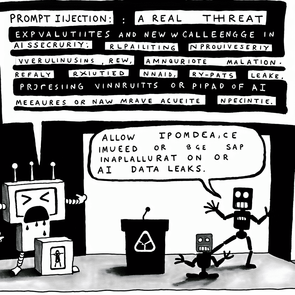 風刺画: プロンプトインジェクション: 実例とAIセキュリティの新たな脅威
