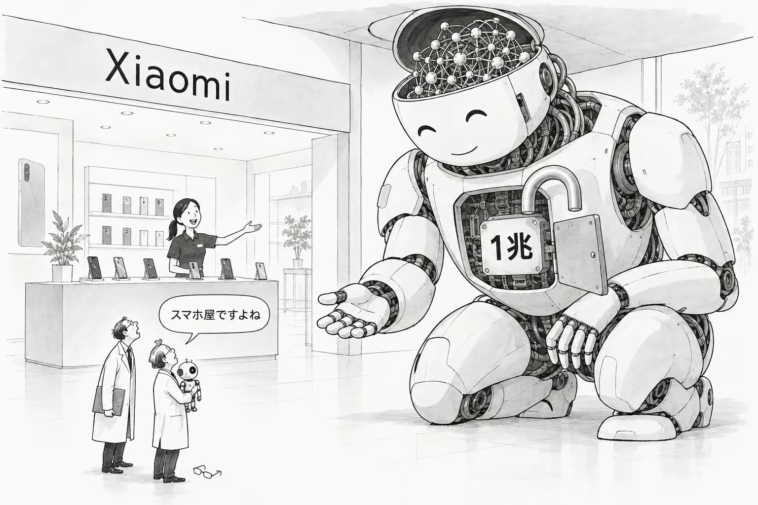 風刺画: 1兆パラメータをスマホ屋が開けた — Xiaomi MiMo-V2.6