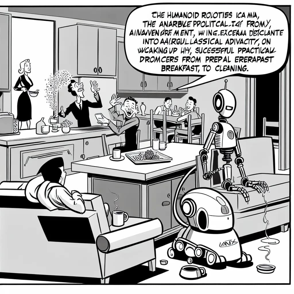 風刺画: 2026年、中国ヒューマノイドロボットが家庭進出で本格始動!UniX AIの「Panther」が世界初の実家庭配備を達成