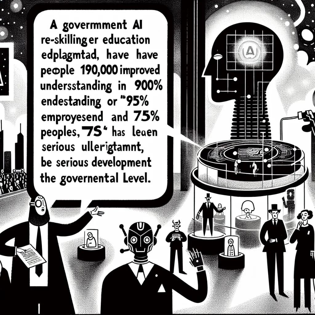 風刺画: 政府主導のAIリスキリング教育が加速、米国では10万人規模の職員研修を実施