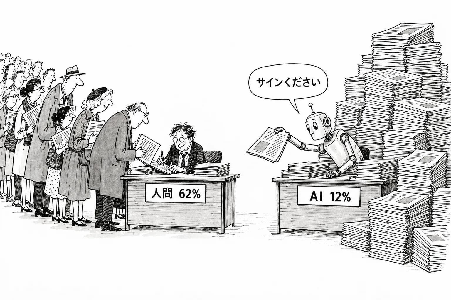 風刺画: AIコンテンツへの信頼はわずか12%——ロイター調査が突きつけるジャーナリズムの生存条件