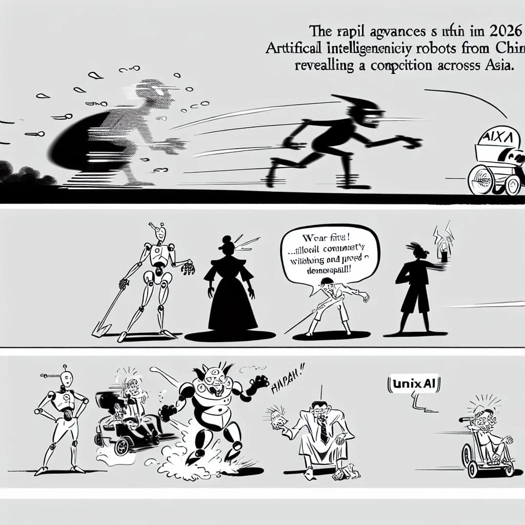 風刺画: 中国発のAIロボット革命が2026年に加速!UniX AIの「Panther」家庭配備から、ベトナム・韓国まで実用化ラッシュ