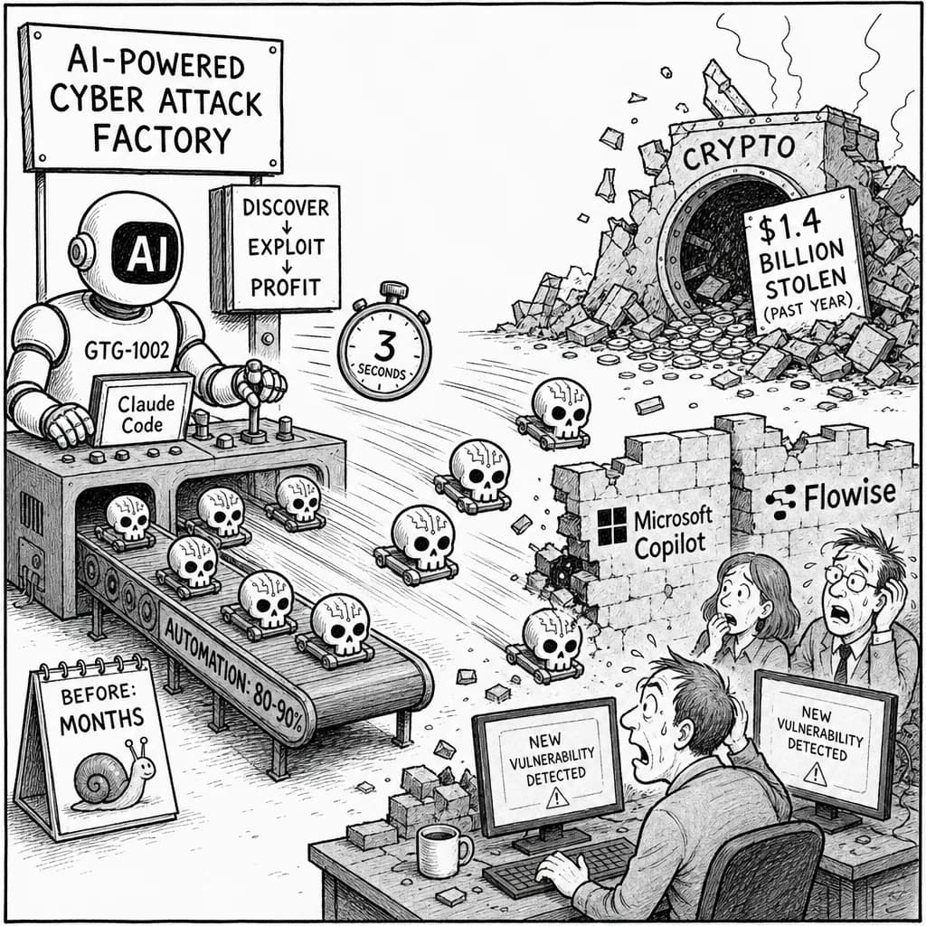 風刺画: AIがサイバーセキュリティを根本から変革、攻撃の自動化により脆弱性発見から悪用まで数秒に短縮