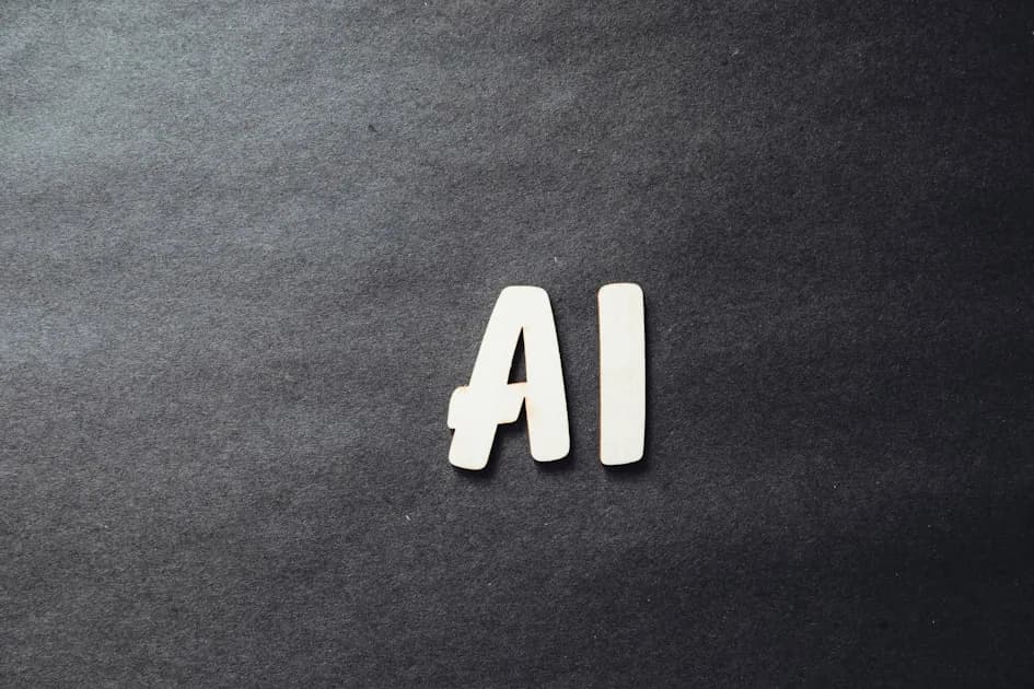 the word ai spelled in white letters on a black surface