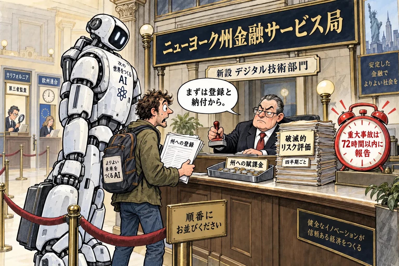 風刺画: ニューヨークは AI ラボを銀行のように監督することにした