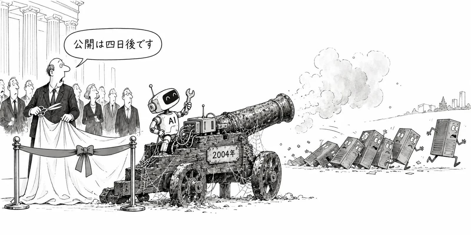 風刺画: AIで22年越しの穴が武器に。PHP2Shell、公開の4日前にはもう攻撃が始まってた