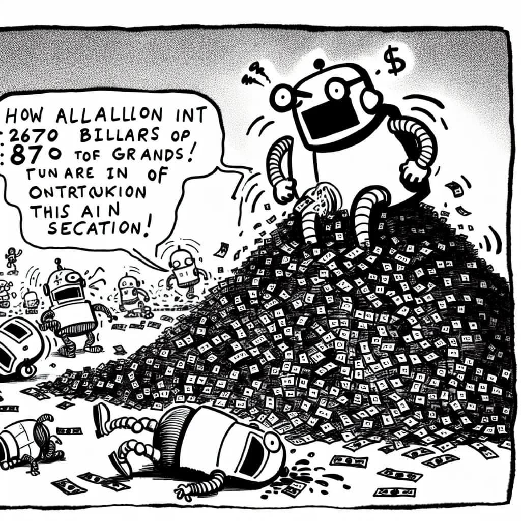 風刺画: AIスタートアップ資金調達が過去最高2670億ドル突破、89%がAI関連案件に集中