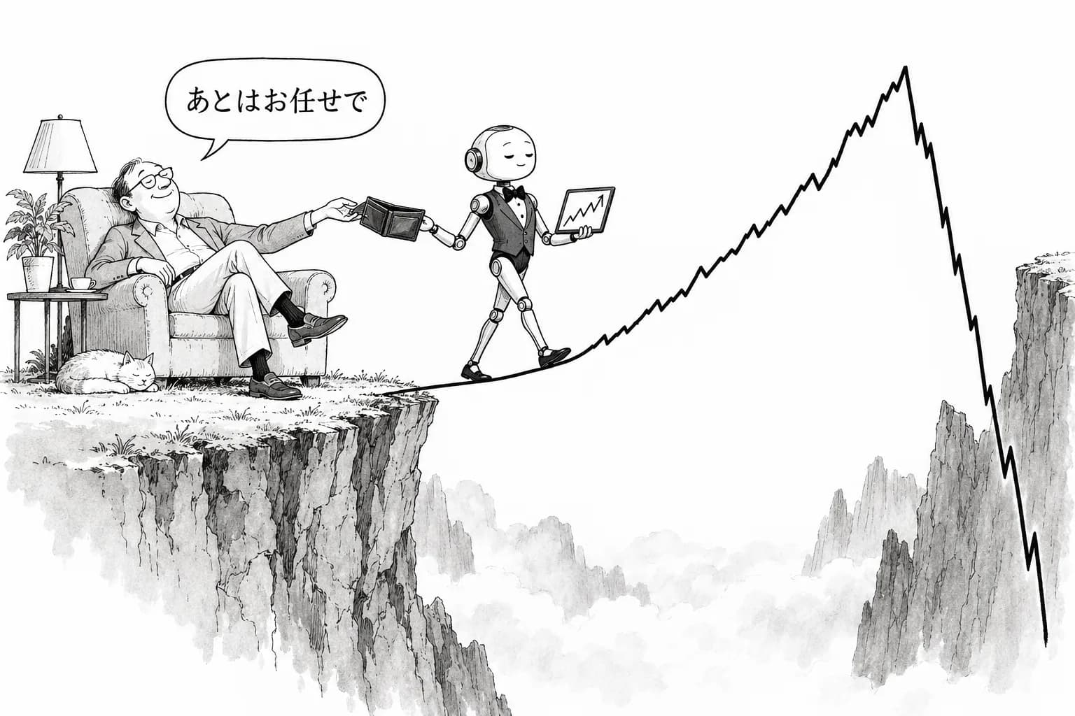 風刺画: AIエージェントに“財布”を預ける米国人たち。Claude・Codexが株を売買する海外事例を追ってみた