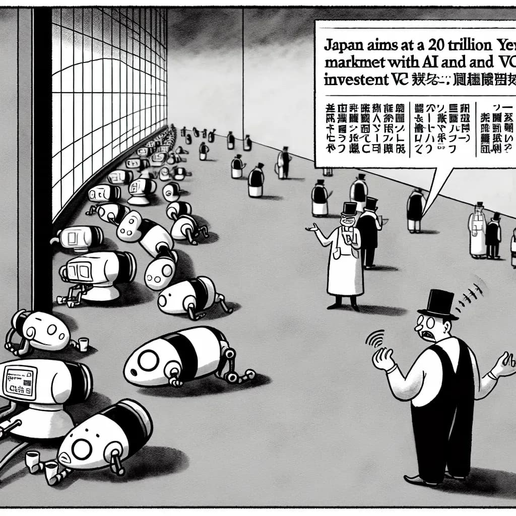 風刺画: 日本のAI・VC投資で20兆円市場を狙う フィジカルAIが新たな投資動向を牽引