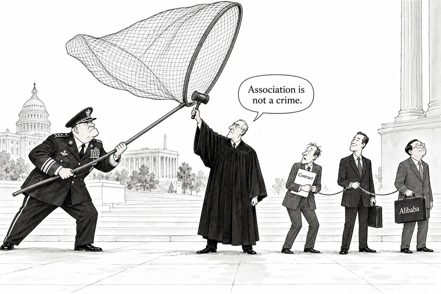 Editorial cartoon: US judge blocks Pentagon contract refusal over Alibaba ties