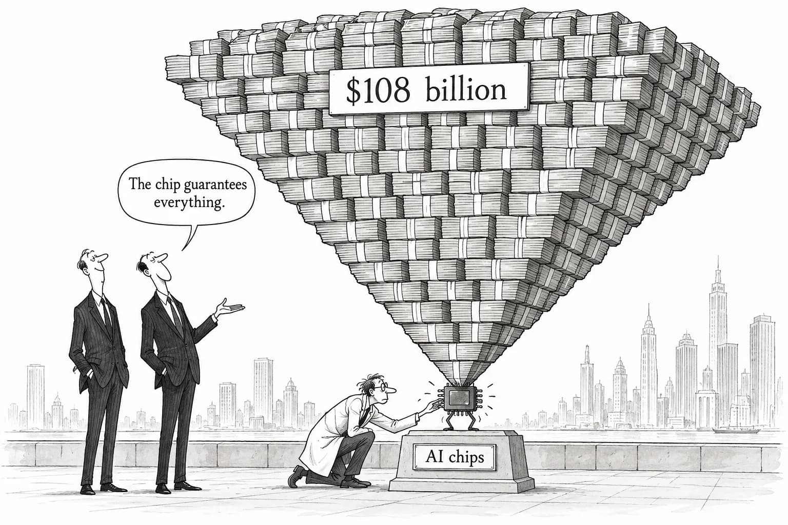 Editorial cartoon: $63 billion SPV reportedly lined up to finance Broadcom chips for Anthropic