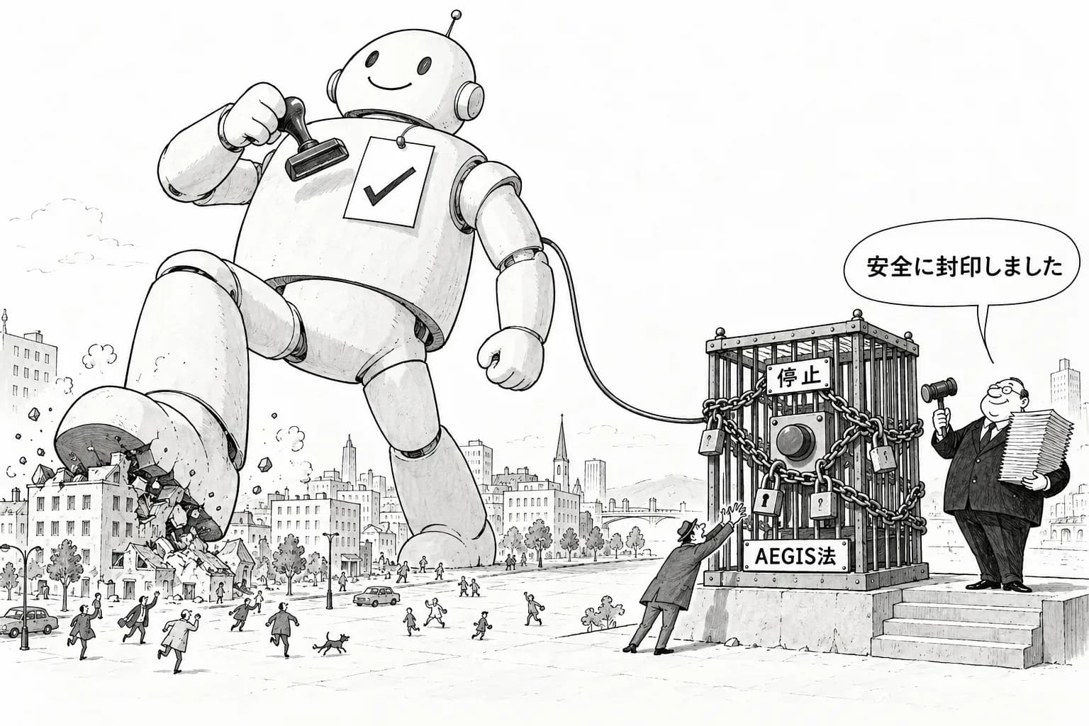 風刺画: Anthropic、AEGIS 法案の『州法の上書き』の文言を直すと表明――Transformer は『いまの法律より危険なモデルを止めにくくする』と批判