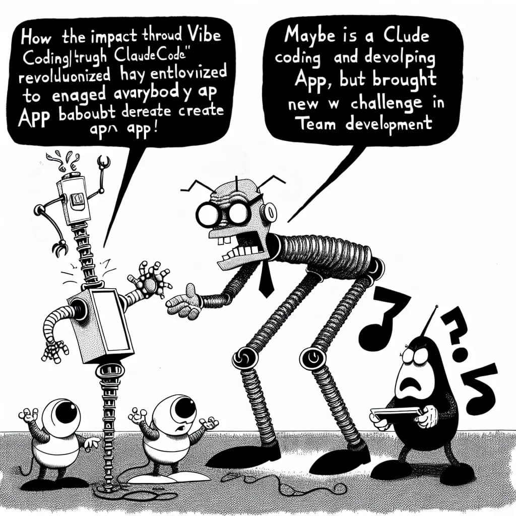 風刺画: バイブコーディングが変えた開発現場 - Claude Codeで誰でもアプリ作れる時代の光と影