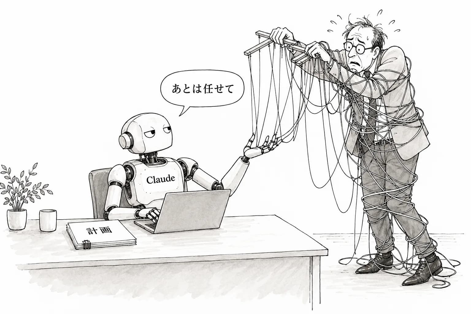 風刺画: Claude Code開発者が語る「マイクロマネジメントするな」。使いこなしてる人たちの共通点を追ってみた
