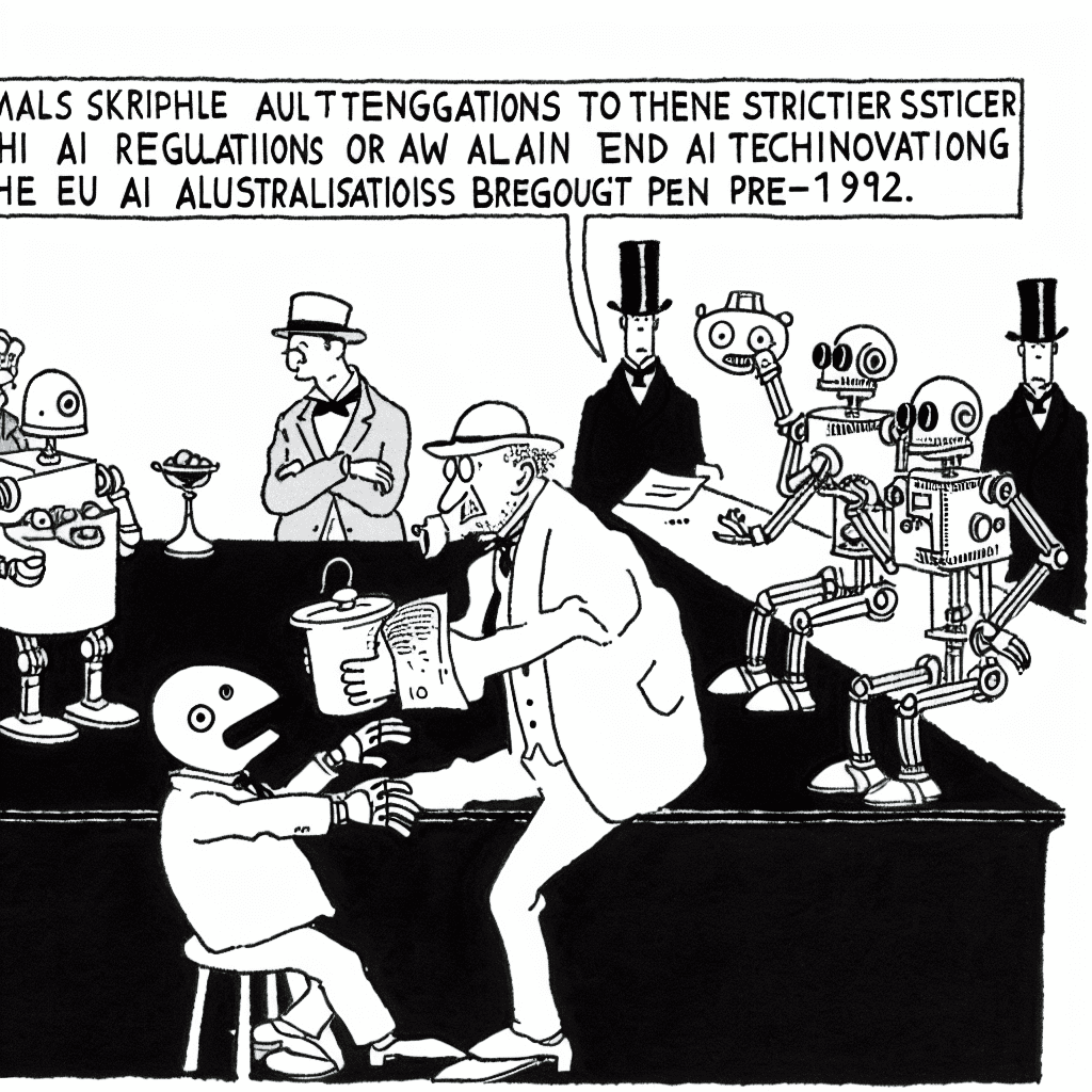 風刺画: EU AI Actの最新動向: 規制強化と技術イノベーションの狭間