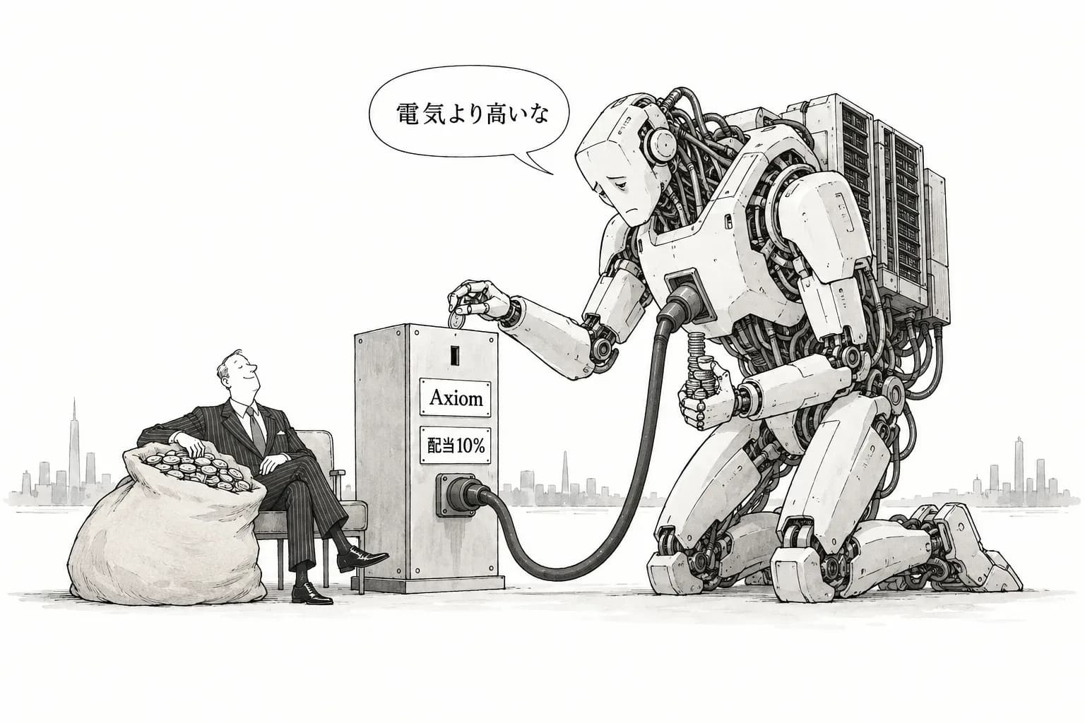 風刺画: Flex の AI 電力部門 Axiom に20億ドル、配当10%の優先株――企業価値375億ドル、General Catalyst が主導