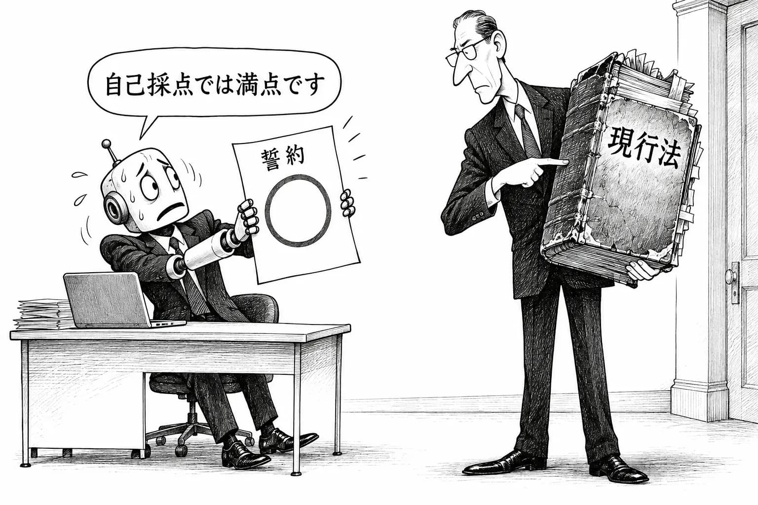 風刺画: 誓約か、執行か 協定の翌日に FTC が調査を認め、『今ある法で OpenAI を裁け』という論が出た