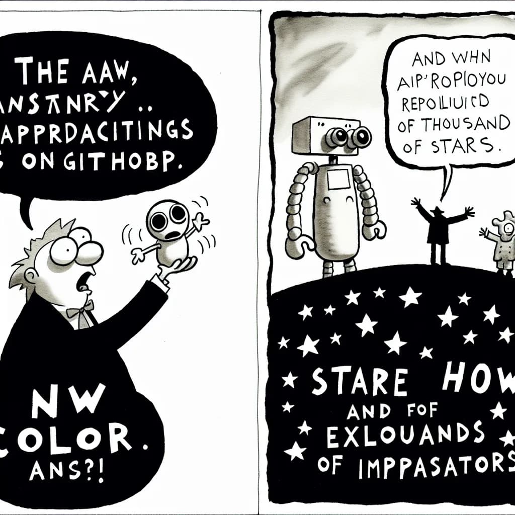 風刺画: 数万スターを獲得するGitHubのAIリポジトリが企業に評価される理由