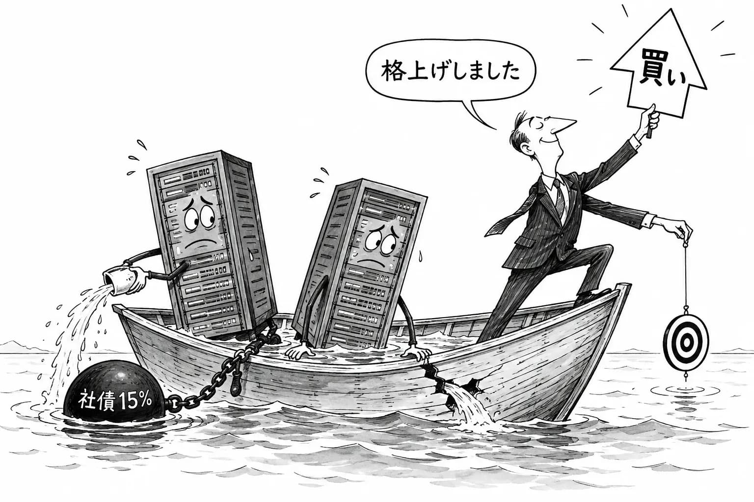 風刺画: Goldman が CoreWeave を格上げ、目標株価は下げたまま――社債は15%台、Oracle の CDS は300bp 近くで高止まり