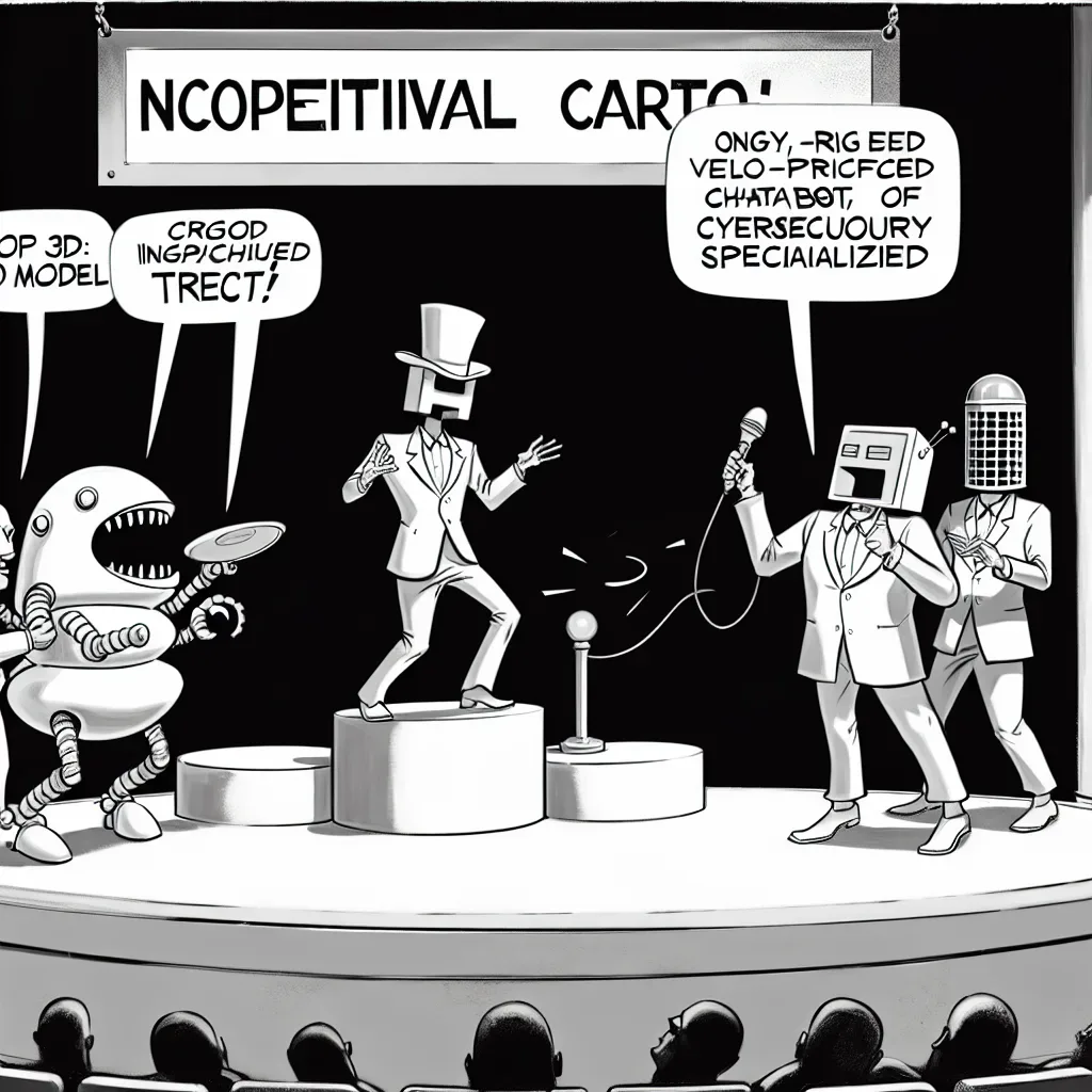 風刺画: Google Gemini、ChatGPT、Claudeが相次いで機能強化を発表:3Dシミュレーション、新料金プラン、サイバーセキュリティ特化モデルを展開