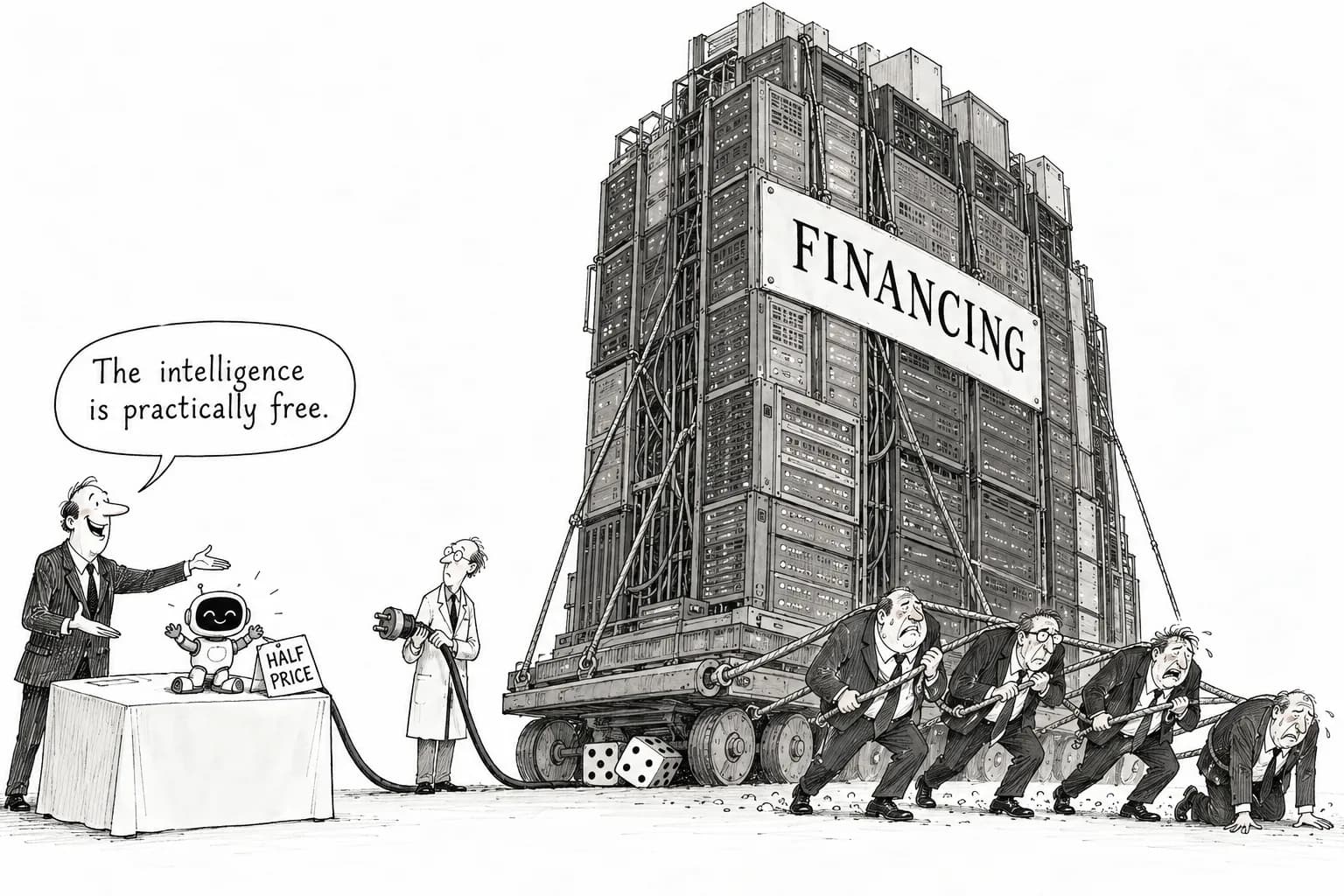 Editorial cartoon: Models at half price, capital at a premium: what Argon's price cut and the Korean memory-stock crash showed on the same day