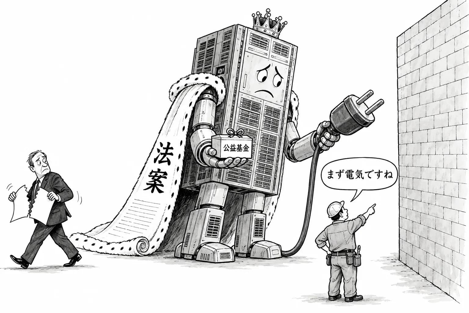 風刺画: 電力の壁が契約を崩し始めた Anthropic は株式5%の基金を発表、法案は両側から批判