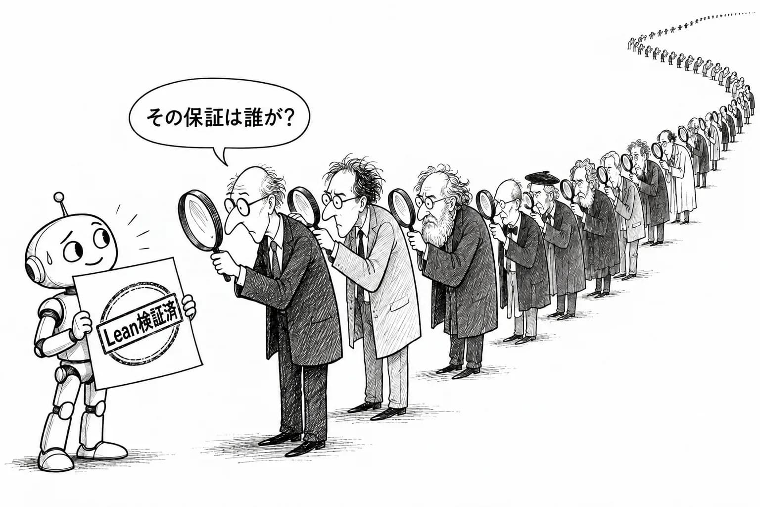 風刺画: 『Lean で検証済み』はどこまで信じられるか――Hales が Tao のブログで独立カーネル約25本による突き合わせとカーネル自体の検証を提案、Zvi は OpenAI の数学を『大事件』と評価