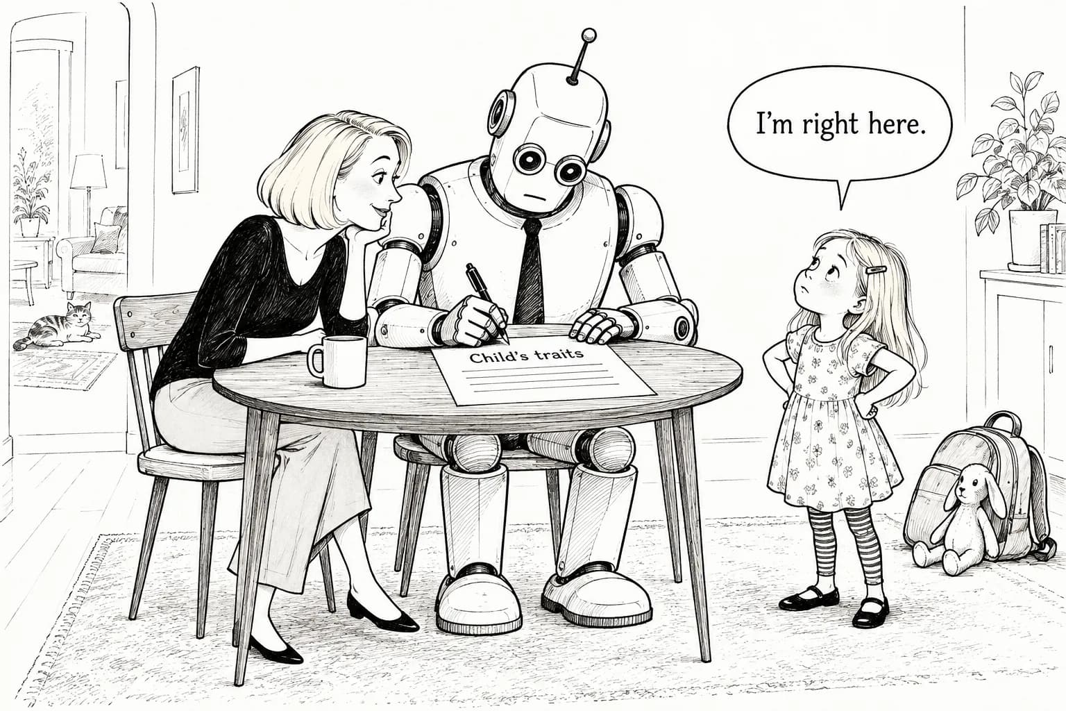 Editorial cartoon: Researchers spar under their own names over Mayer's AI parenting anecdote