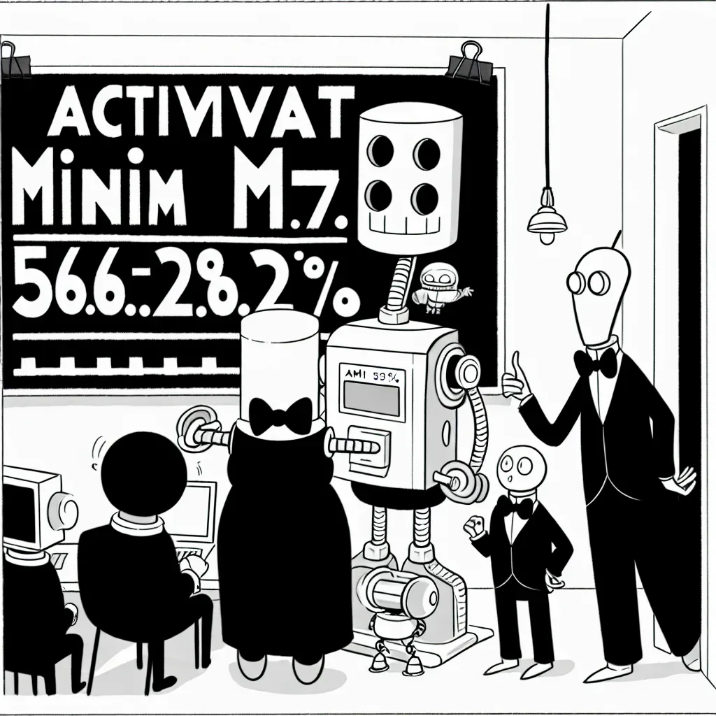 風刺画: MiniMax M2.7がSWE-Benchで56.22%を達成、AI開発ベンチマークで新たな性能指標を確立