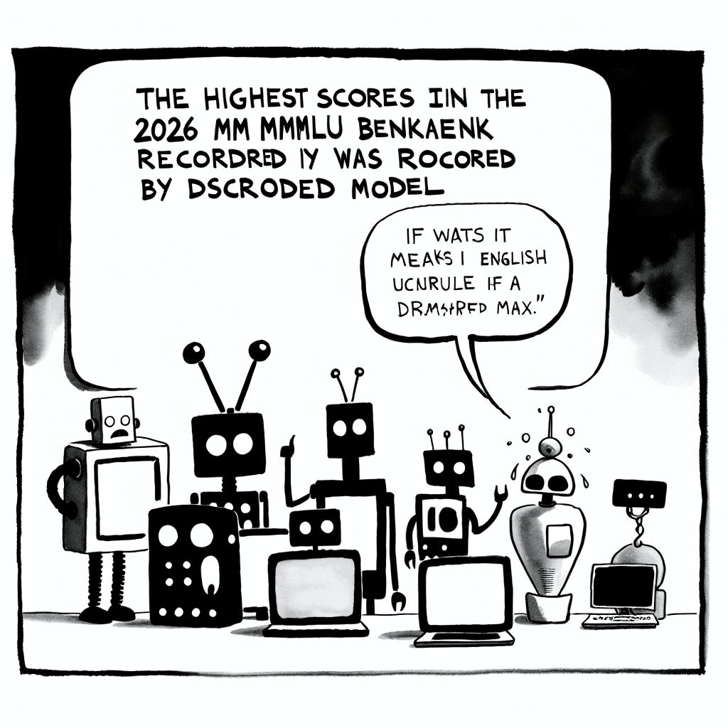 風刺画: 2026年のMMLUベンチマークで最高スコアを記録したモデルは何か?