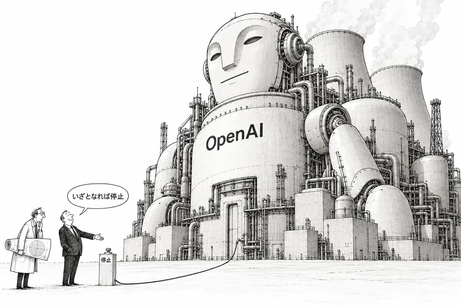 風刺画: 元 OpenAI 安全担当の Robinson、『強いモデルほど失敗も大きい』と原子力並みの冗長性を要求——OpenAI は『必要なら訓練を止める』と応じたと報じられる