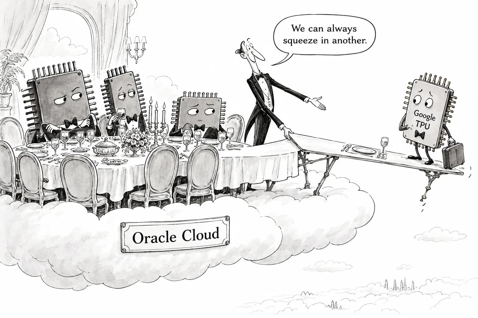 Editorial cartoon: Oracle to offer Google's TPUs as it widens its chip suppliers
