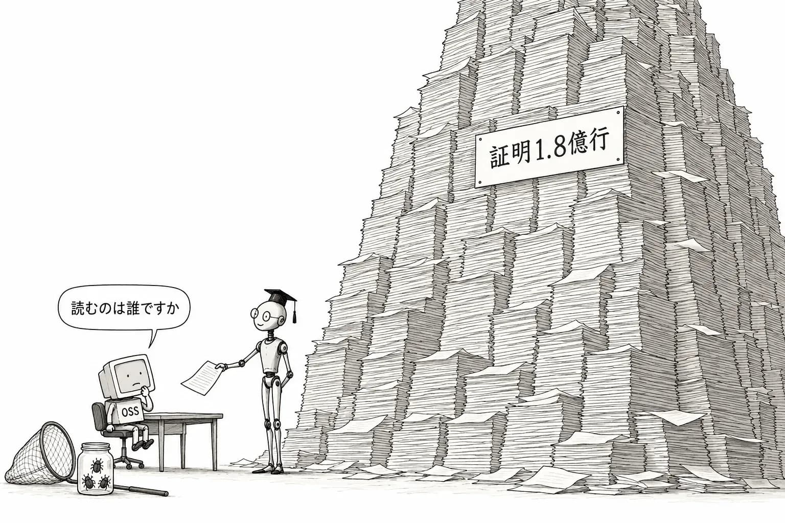 風刺画: OSS 123個を1.8億行で証明、ファジングが見逃したバグも100件超――Anthropic が Theorem と大規模な形式検証