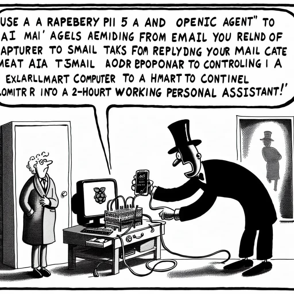 風刺画: Raspberry Piで自分だけのAIエージェント作ってみた!OpenClawで小さなコンピュータが賢いアシスタントに変身