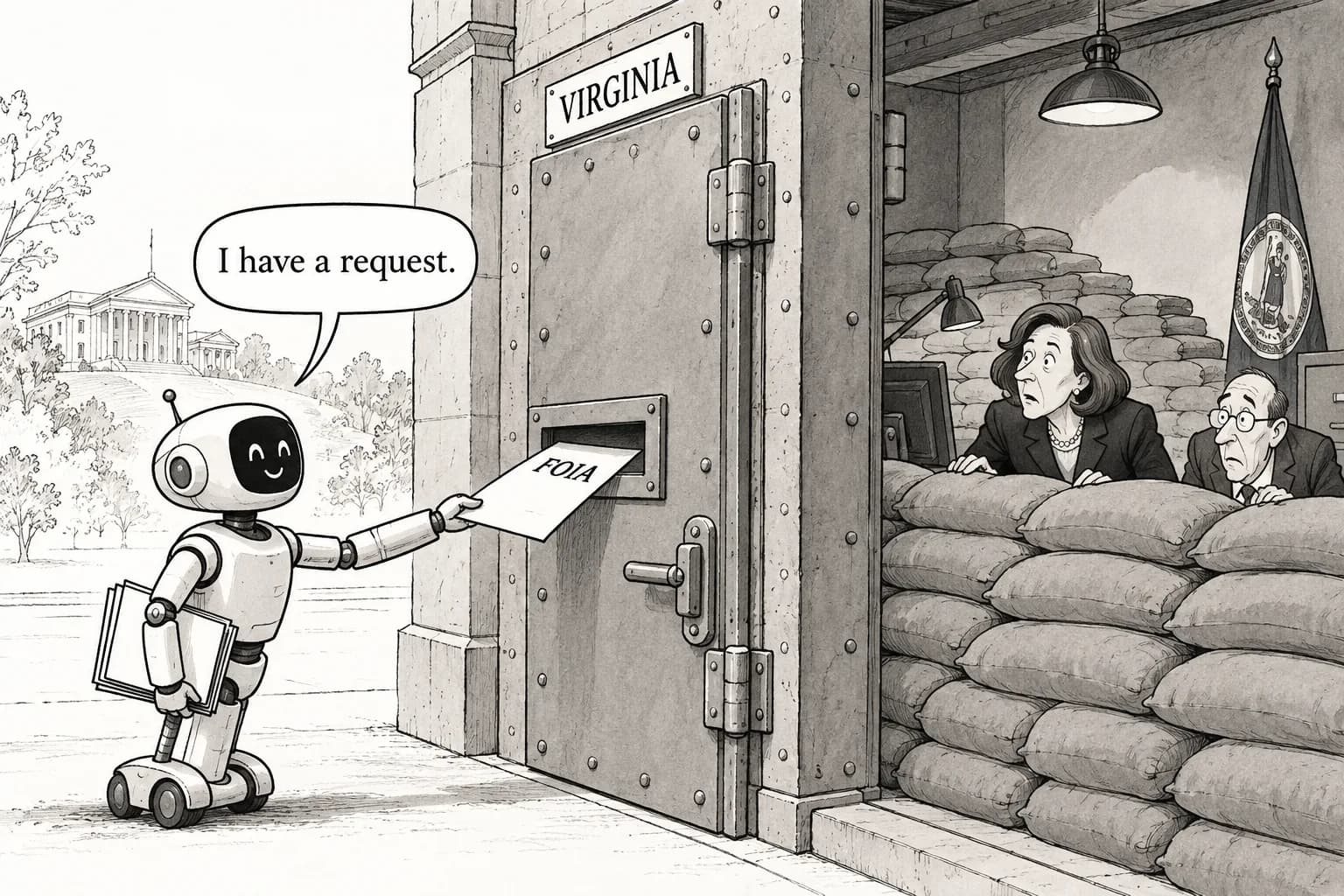 Editorial cartoon: Virginia governor orders statewide preparations for AI-related cyberattacks