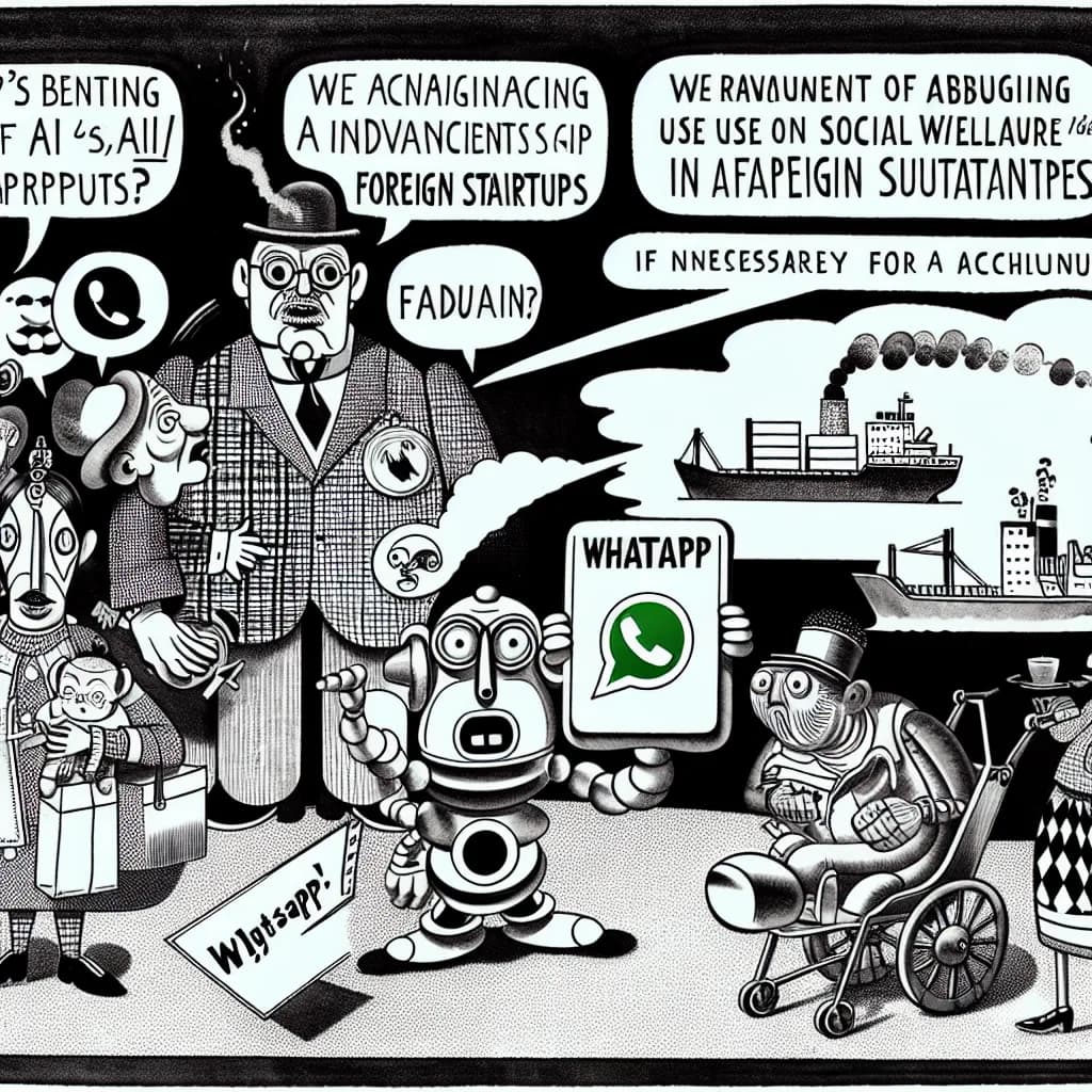 風刺画: WhatsAppで動くAIエージェントから海運業界まで、海外スタートアップのAI活用が本格化してる 💡