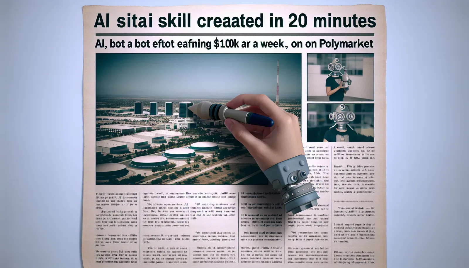 ClawdHubのパッケージ配布画面と、Polymarketの予測市場トレード画面が対比的に並ぶ、OpenClaw経済圏の明暗を表すフォトジャーナリスティックなイラスト